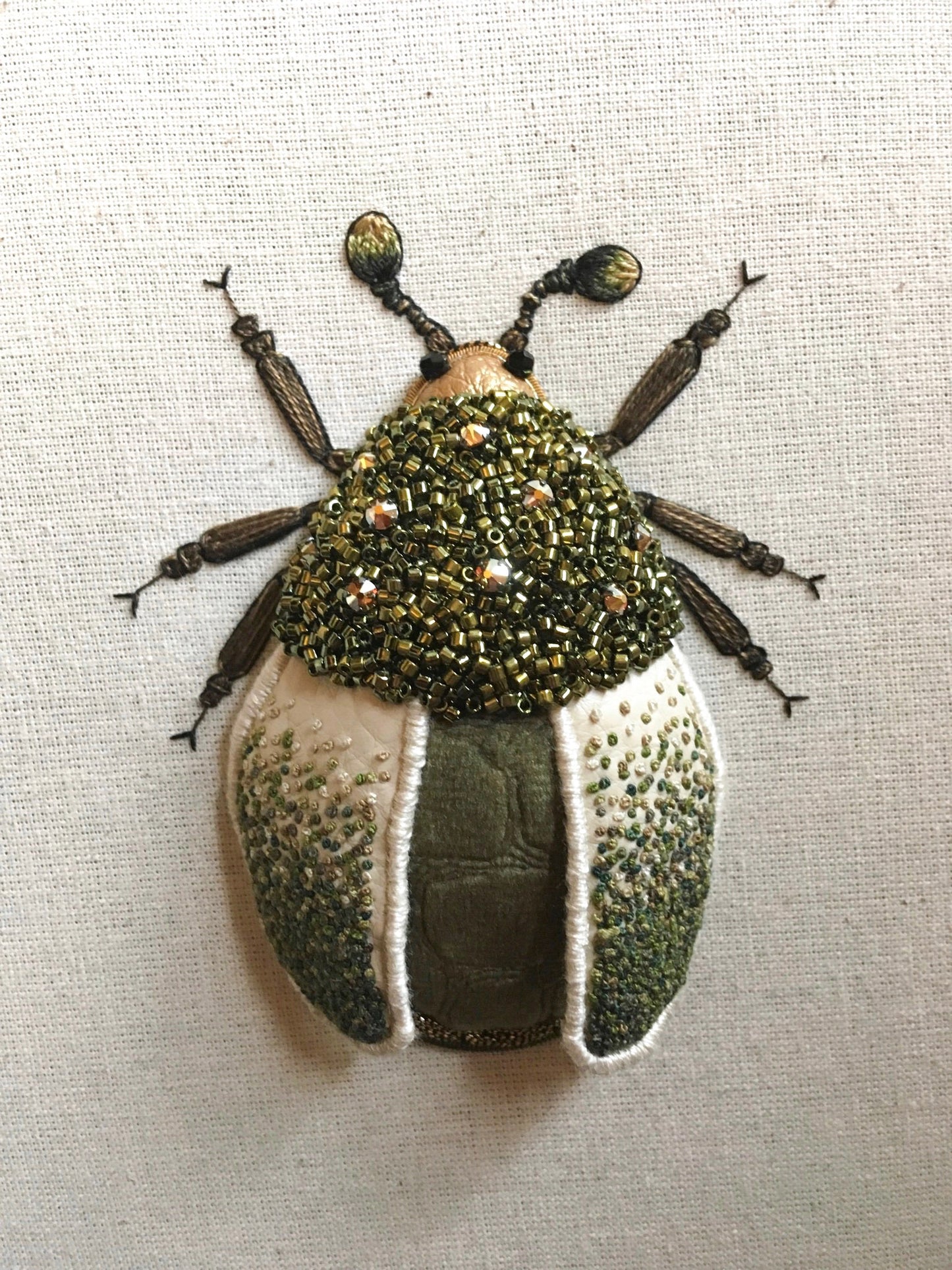 Large Green Beetle Embroidered Insect