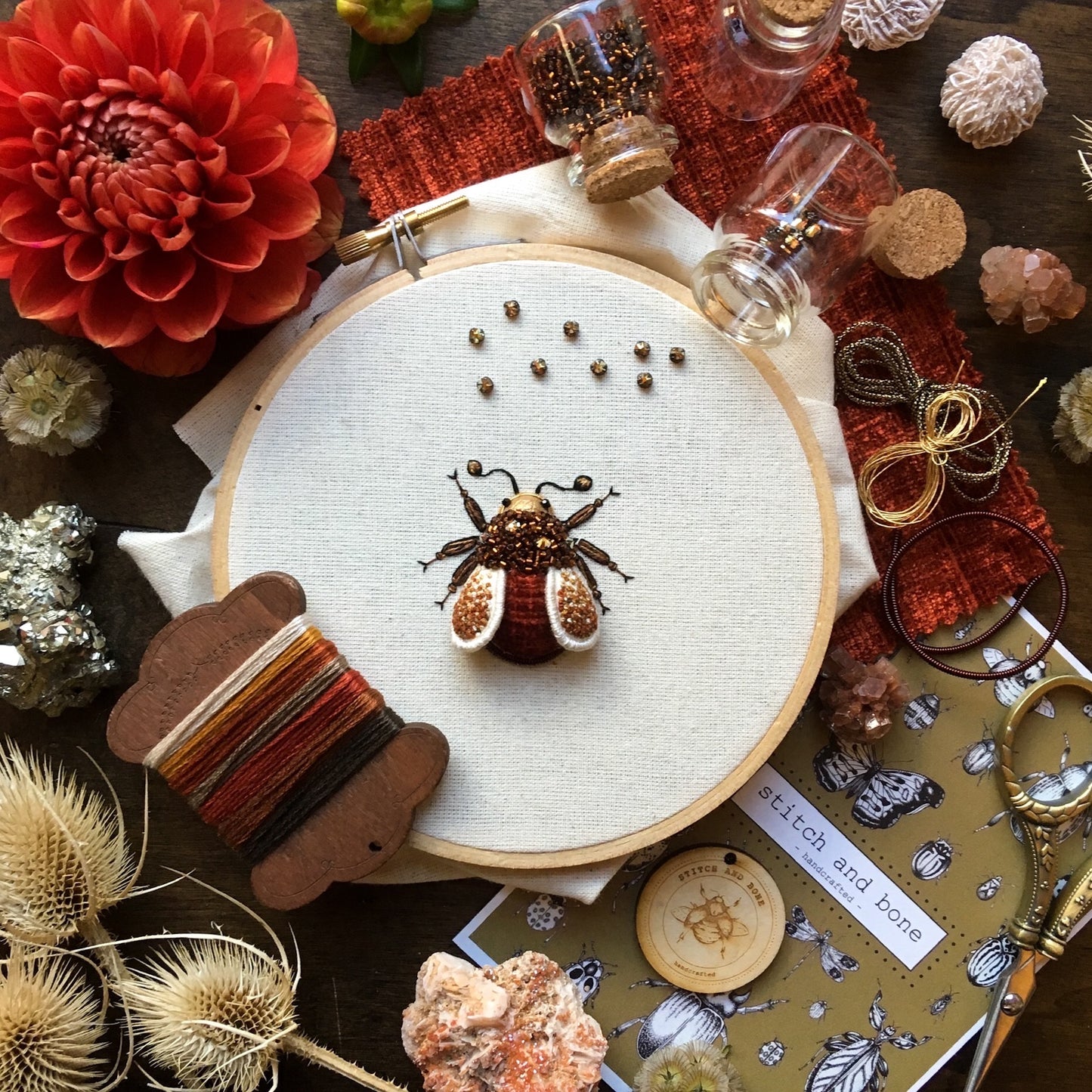 Tiny Red Beetle Embroidered Insect