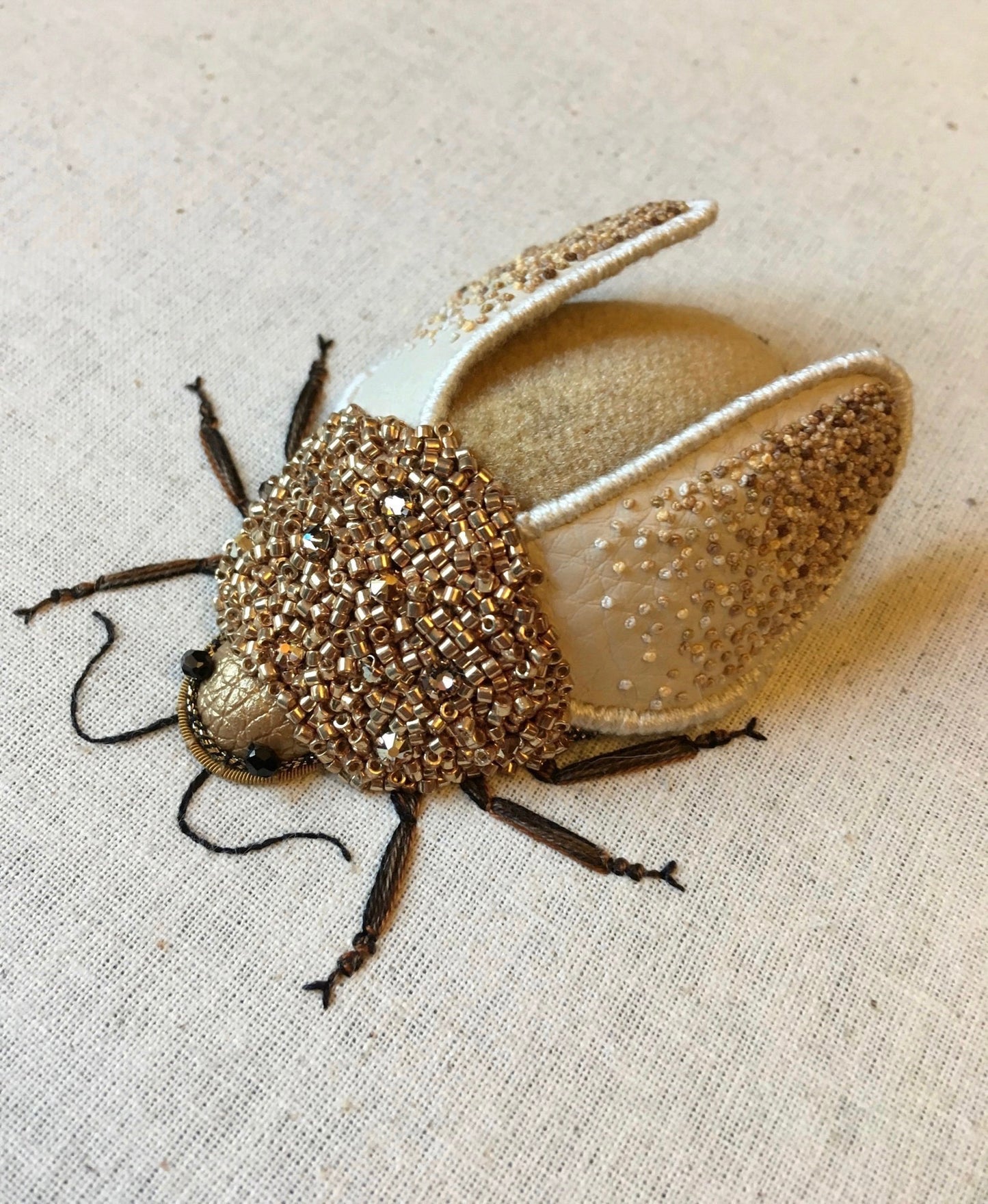 Large Gold Beetle Embroidered Insect