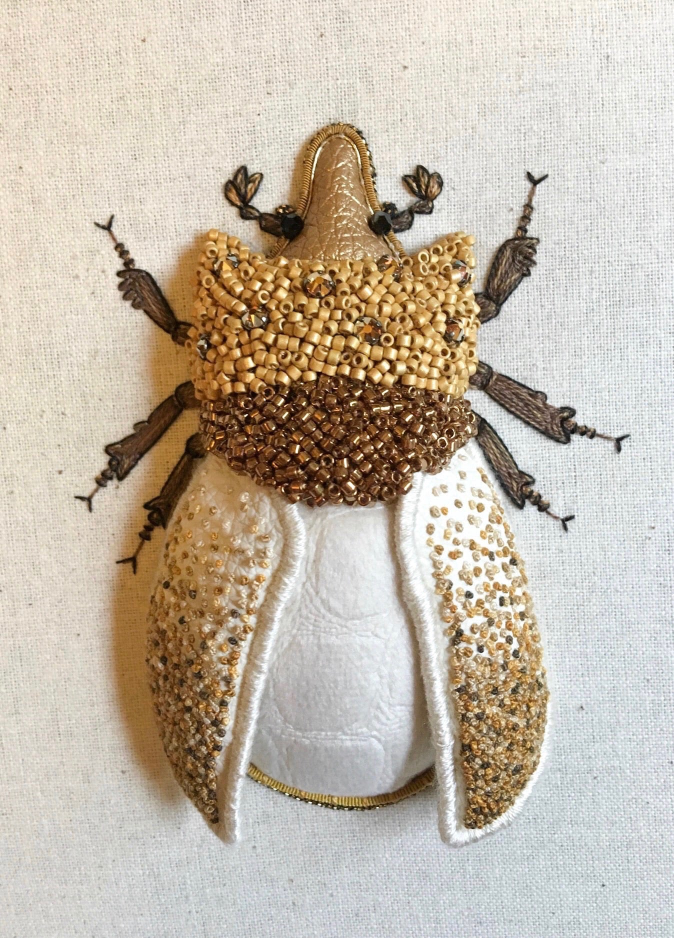 Ox Beetle Embroidered Insect