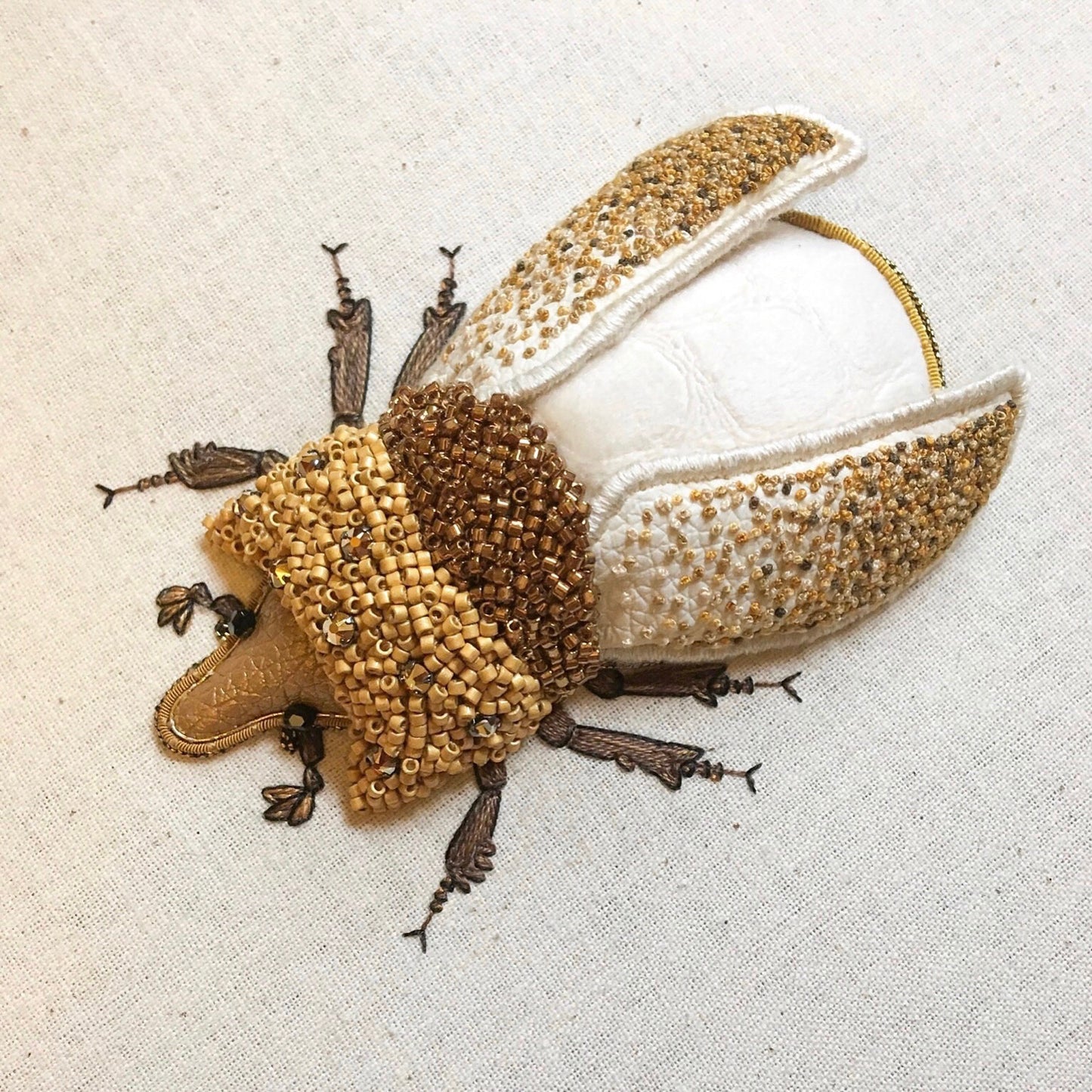 Ox Beetle Embroidered Insect
