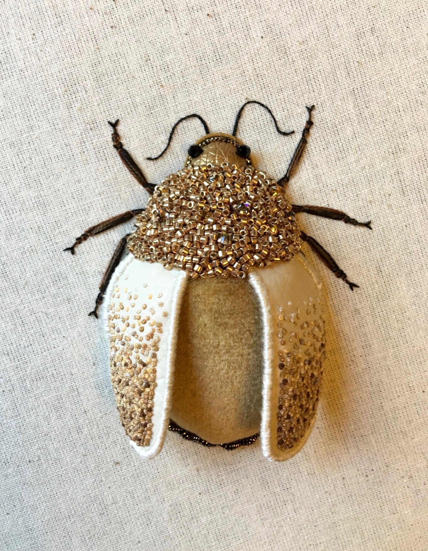 Large Gold Beetle Embroidered Insect