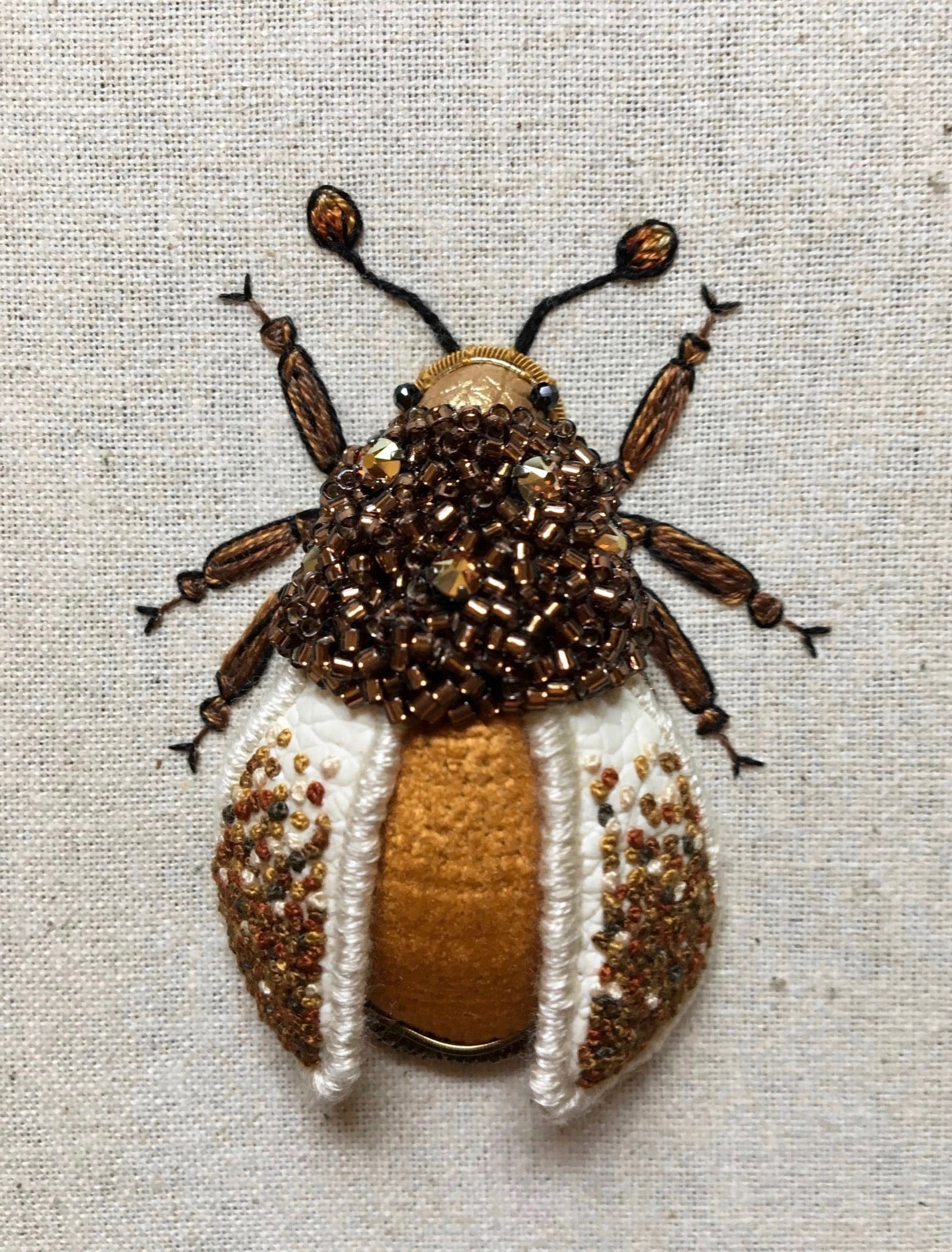 Small Orange Beetle Embroidered Insect