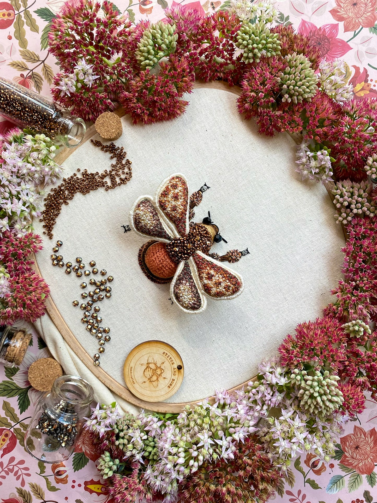 Carpenter Bee Embroidered Artwork