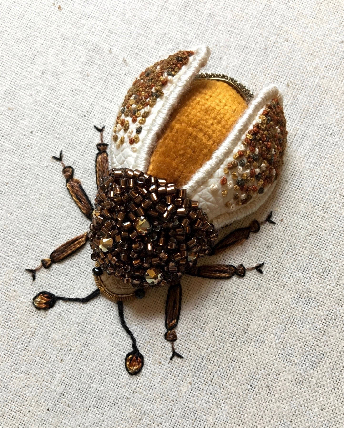 Small Orange Beetle Embroidered Insect