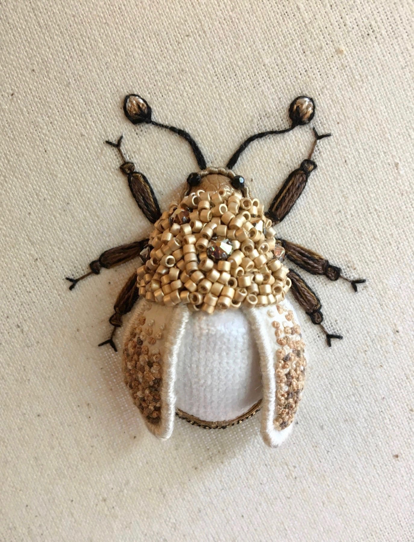 Small Yellow/Gold Beetle Embroidered Insect