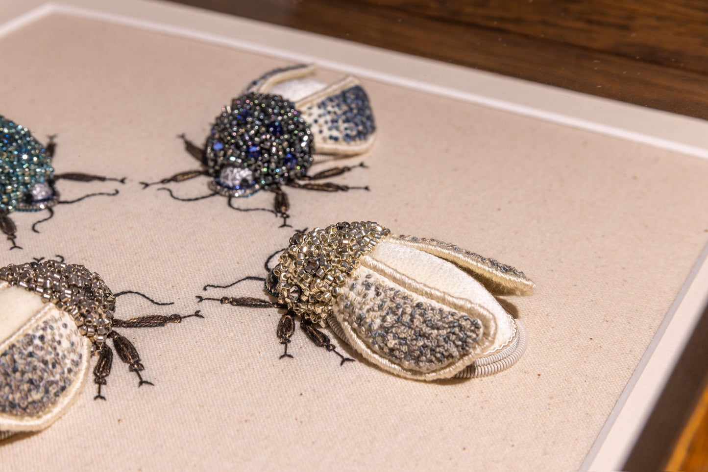 Quartet of Beetles Embroidered Insects