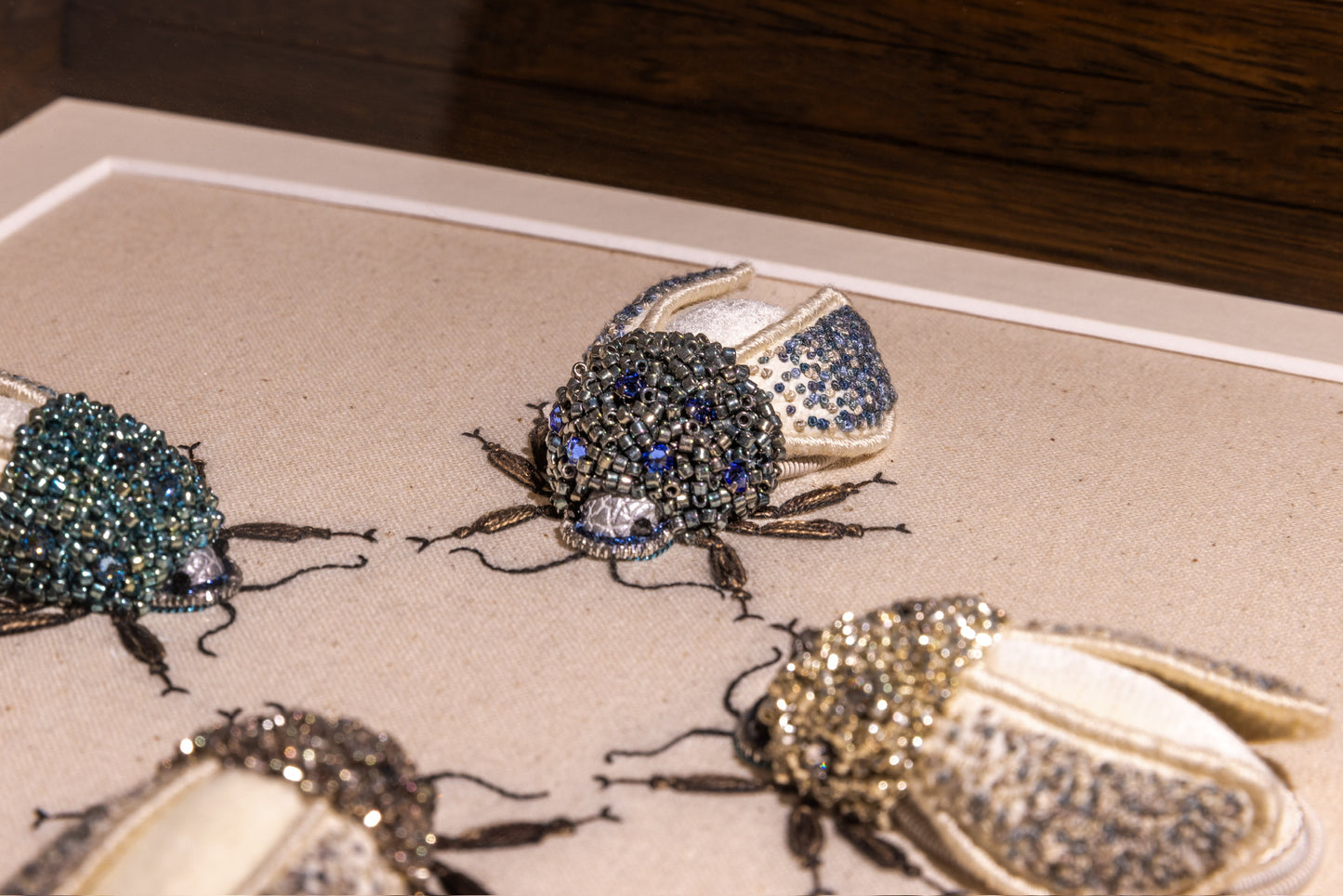 Quartet of Beetles Embroidered Insects