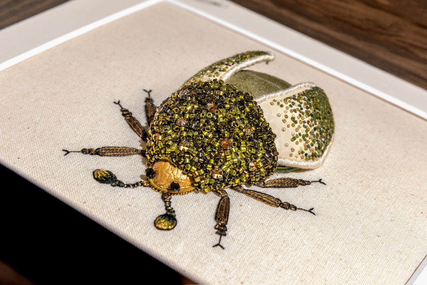 Large Green Beetle Embroidered Insect