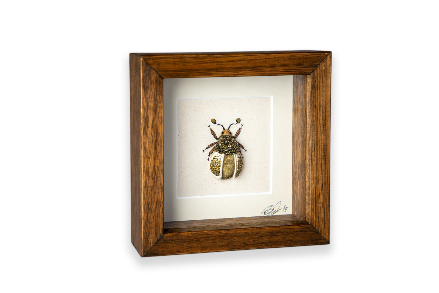 Small Green Beetle Embroidered Artwork