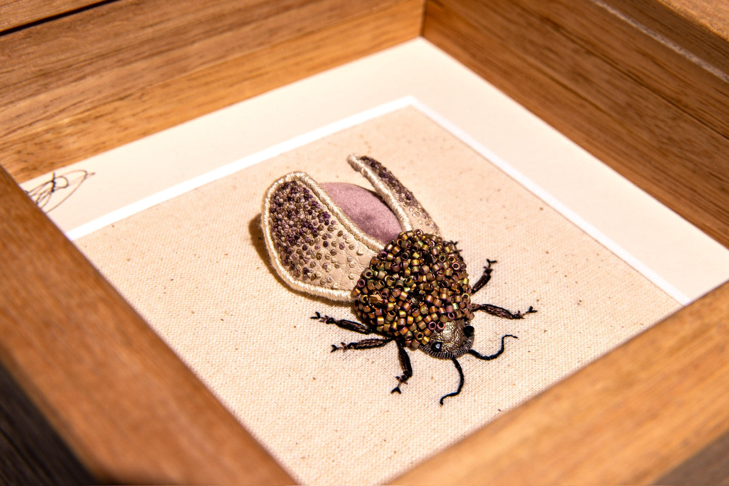 Small Light Purple Beetle Embroidered Insect