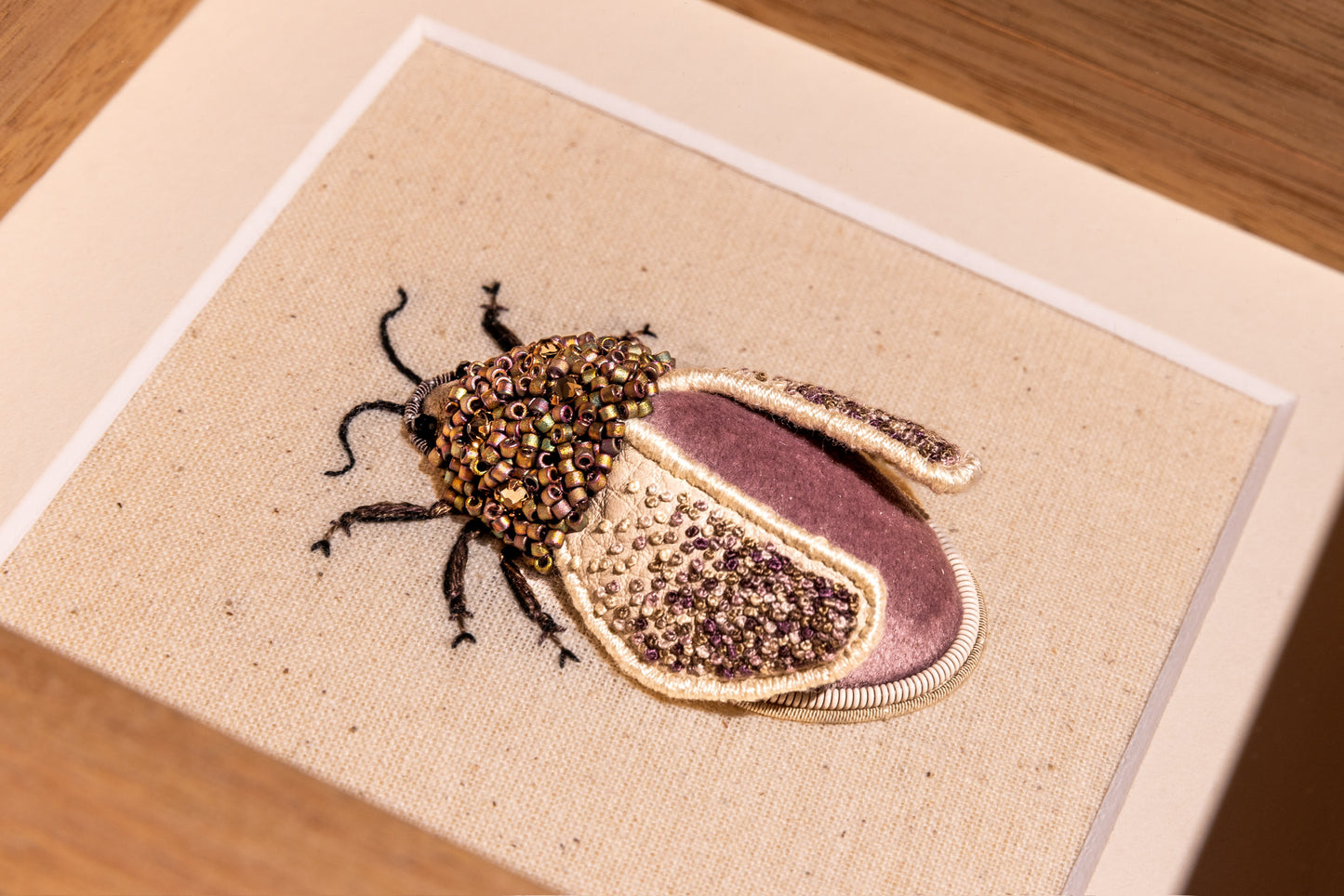 Small Light Purple Beetle Embroidered Insect
