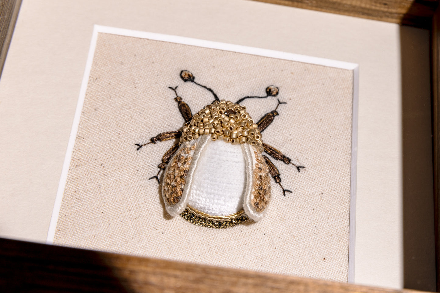 Small Yellow/Gold Beetle Embroidered Insect