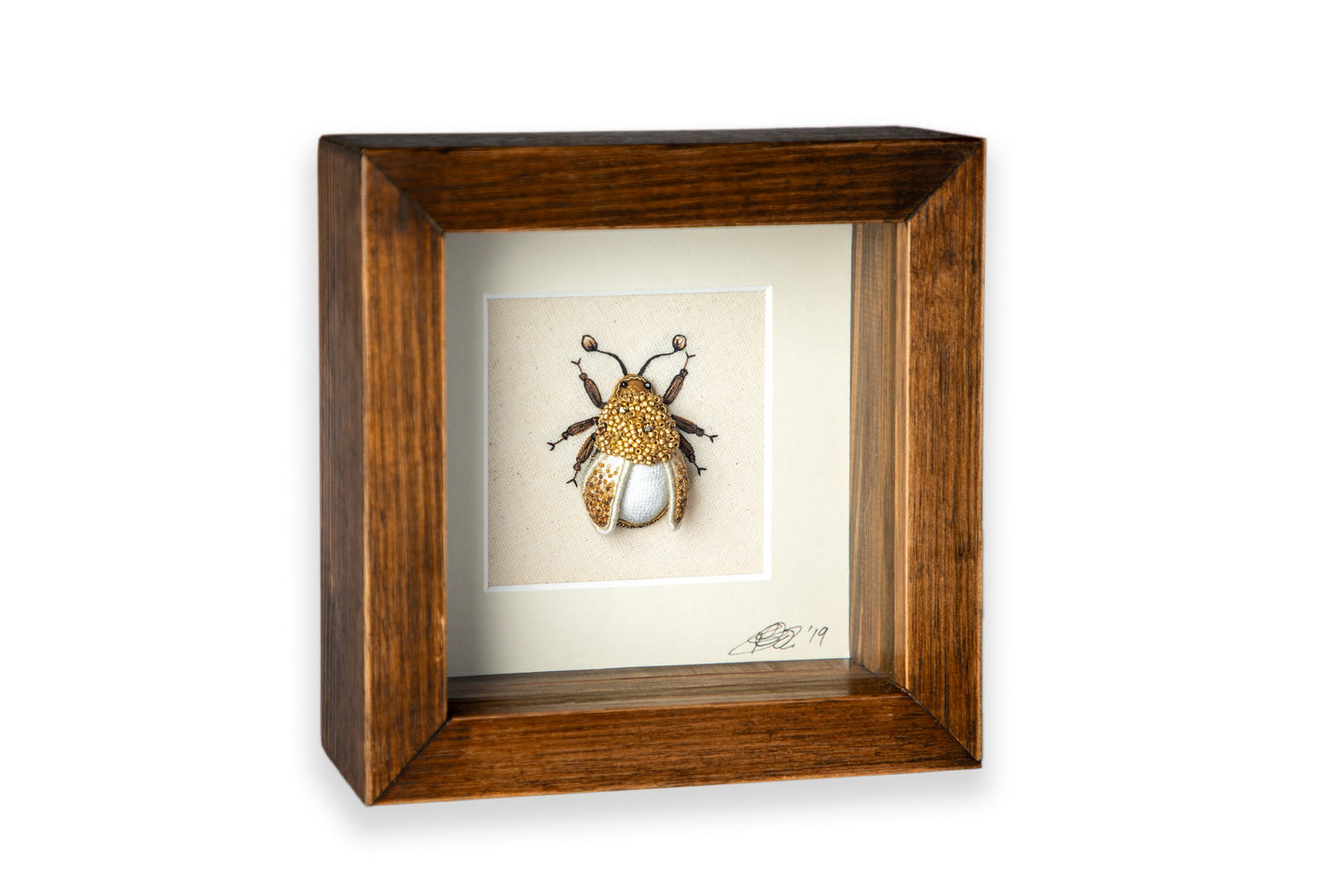 Small Yellow/Gold Beetle Embroidered Insect