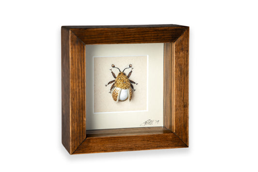 Small Yellow/Gold Beetle Embroidered Insect