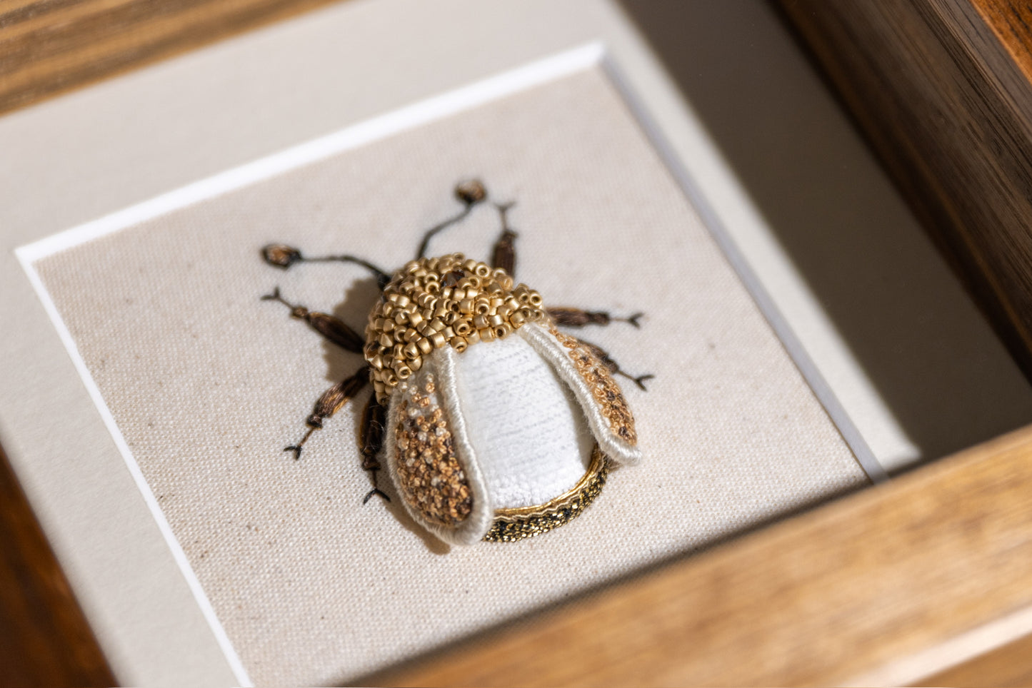 Small Yellow/Gold Beetle Embroidered Insect