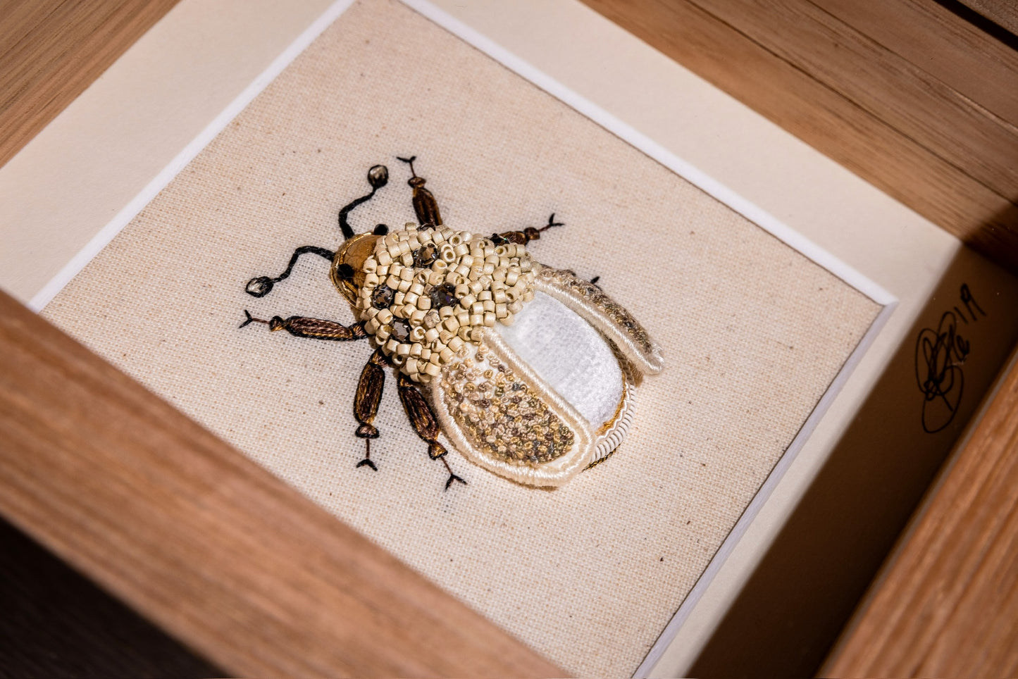 Small Grey/Silver Beetle Embroidered Insect