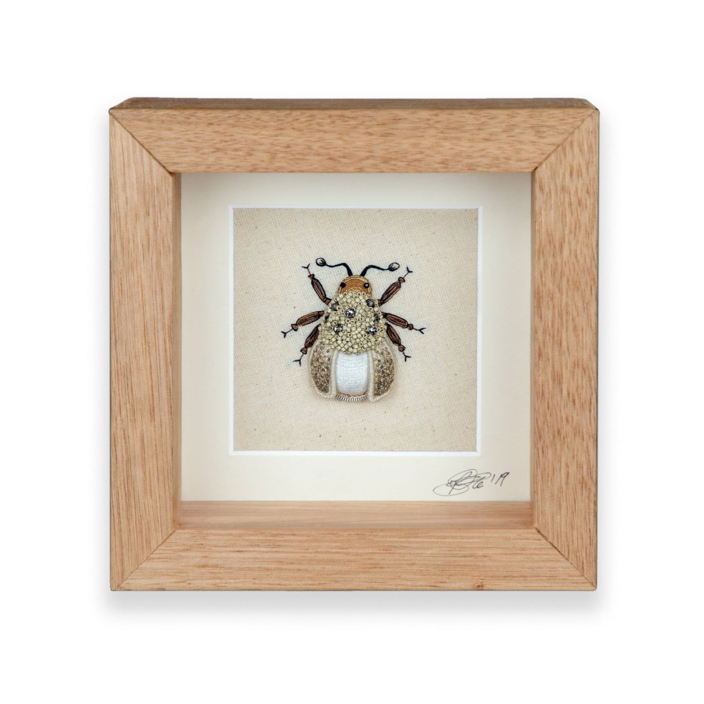 Small Grey/Silver Beetle Embroidered Insect