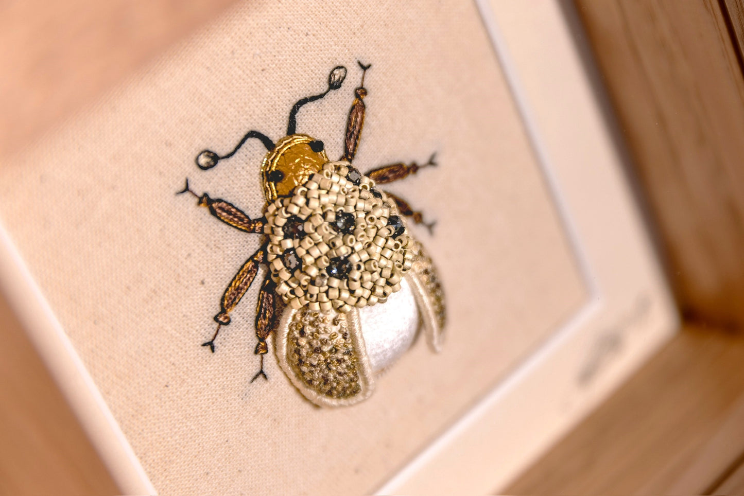 Small Grey/Silver Beetle Embroidered Insect