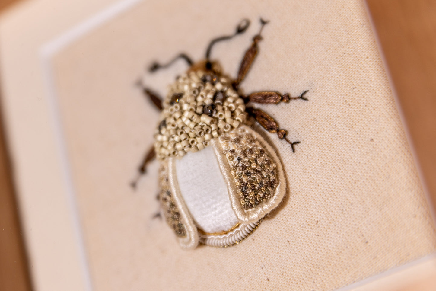 Small Grey/Silver Beetle Embroidered Insect