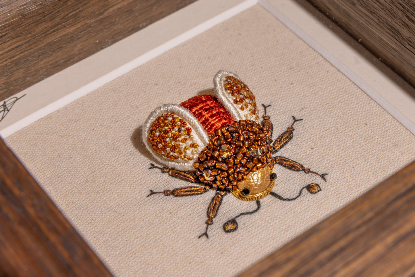 Tiny Red Beetle Embroidered Insect