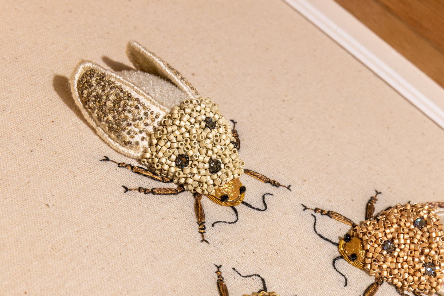 Trio of Beetles Embroidered Insects