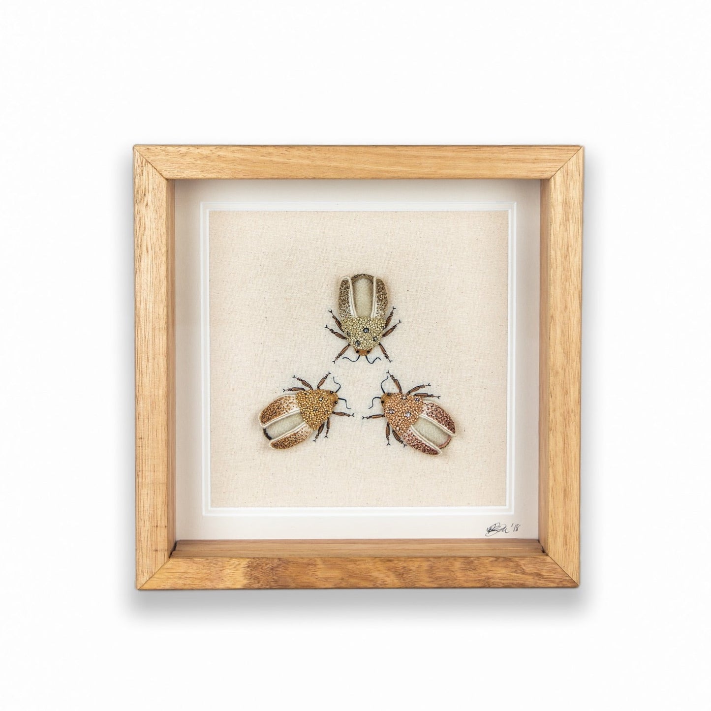Trio of Beetles Embroidered Insects