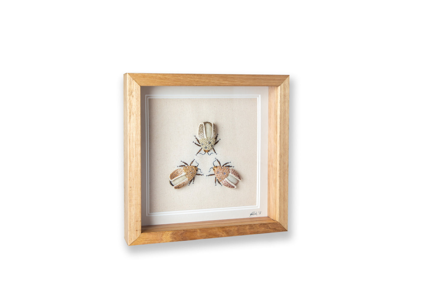Trio of Beetles Embroidered Insects