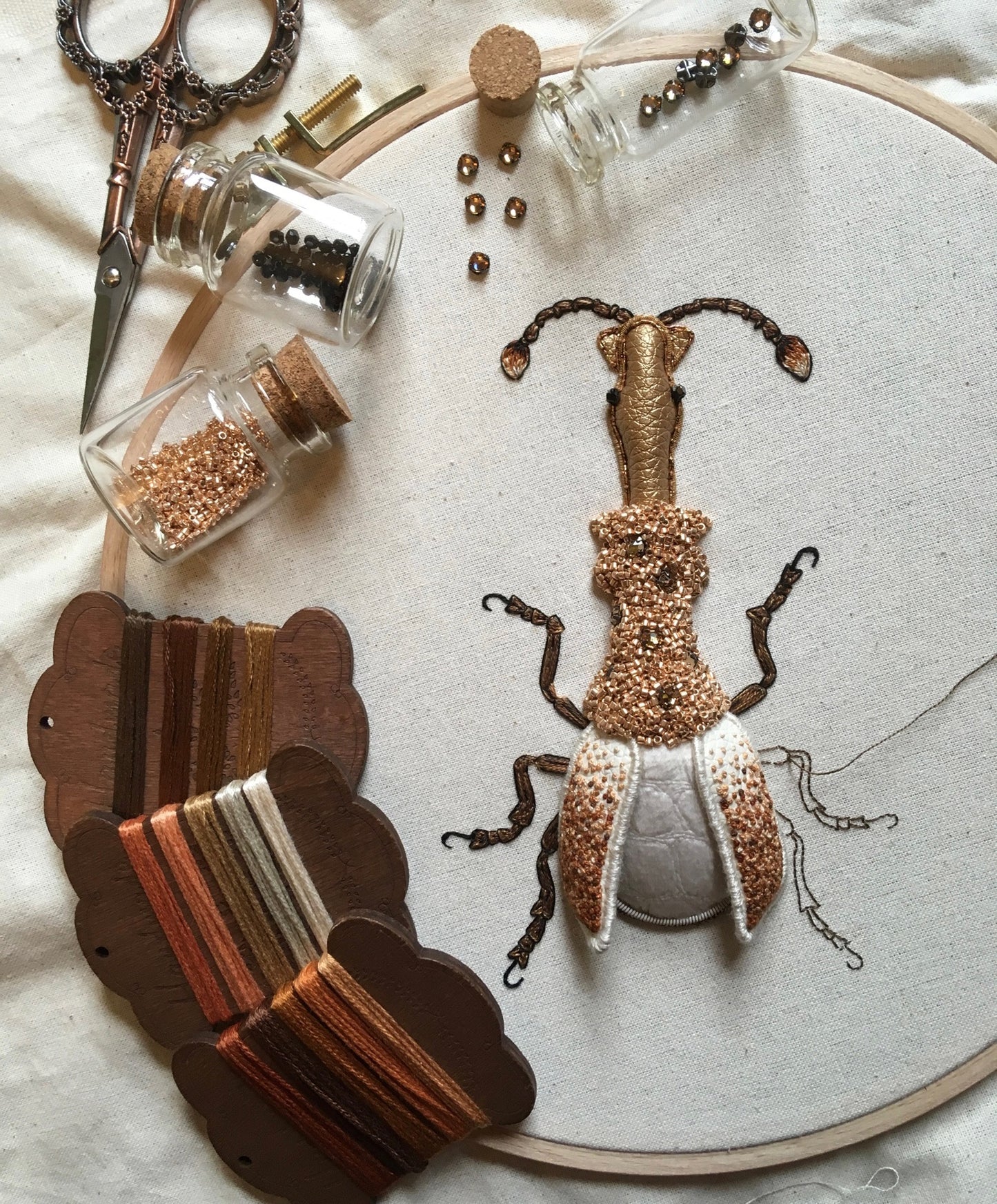 Giraffe-Necked Weevil Embroidered Insect