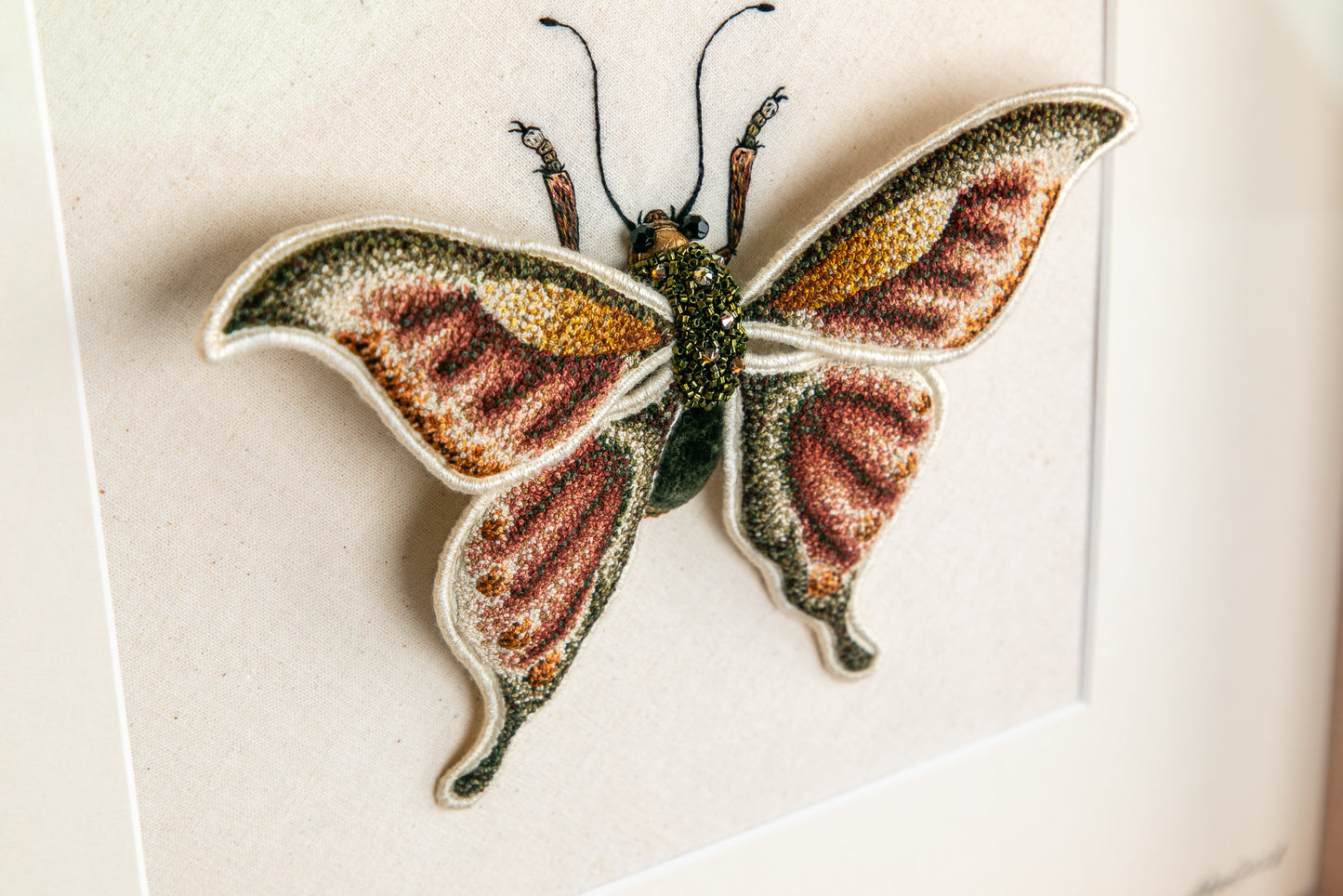 Swallowtail Butterfly Embroidered Artwork