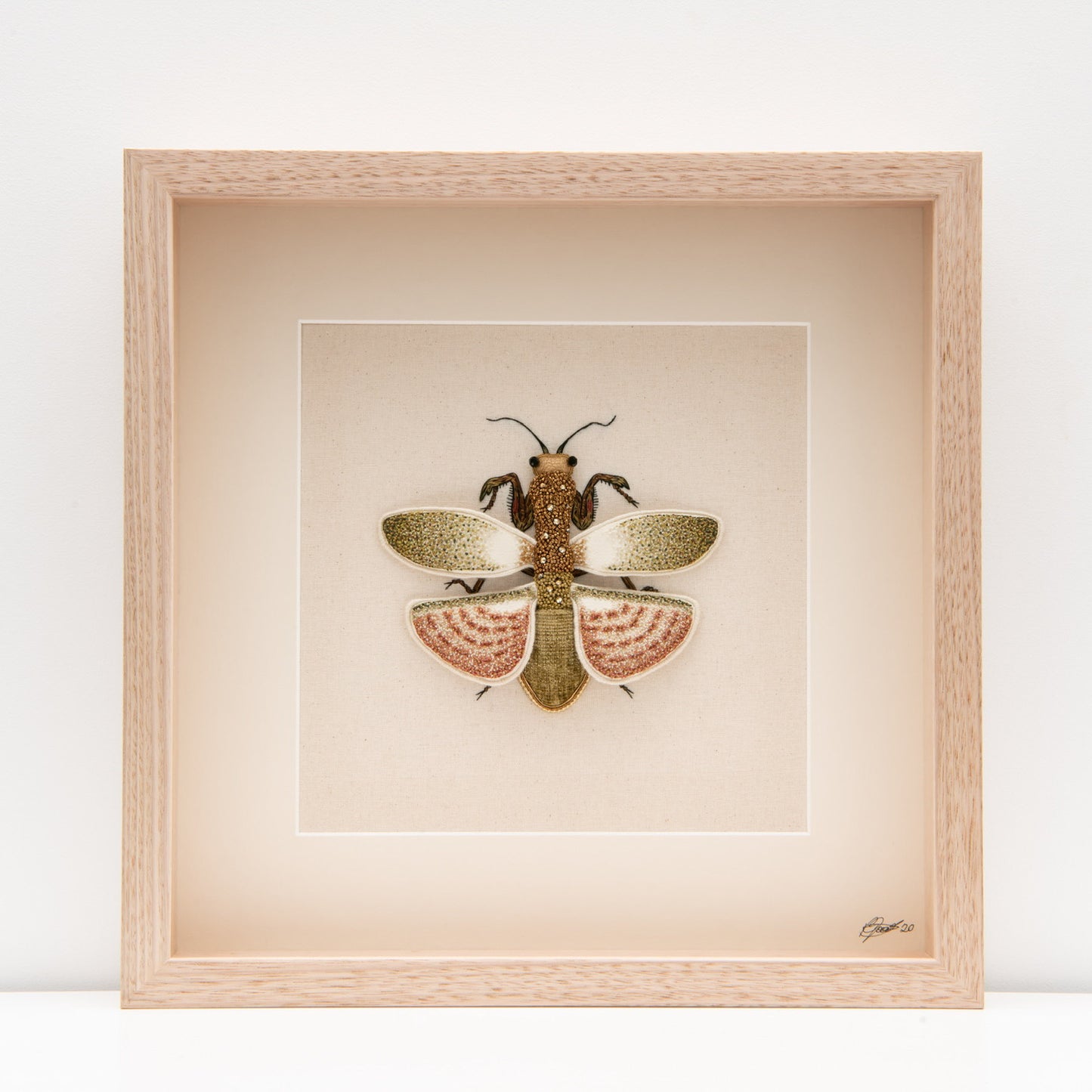 Praying Mantis Embroidered Artwork
