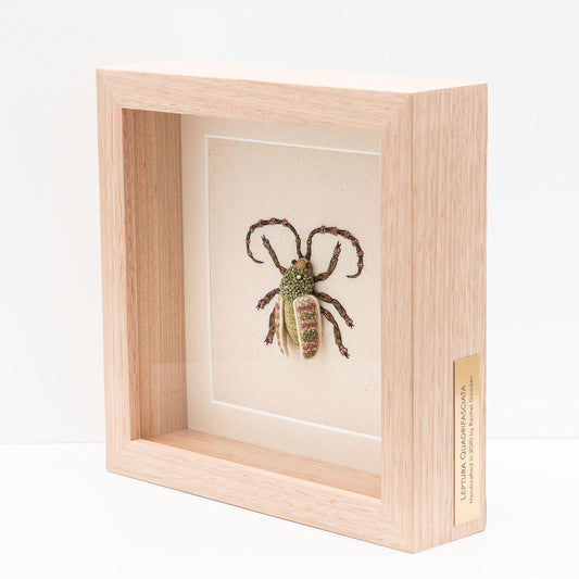 Four Banded Longhorn Beetle Embroidered Artwork