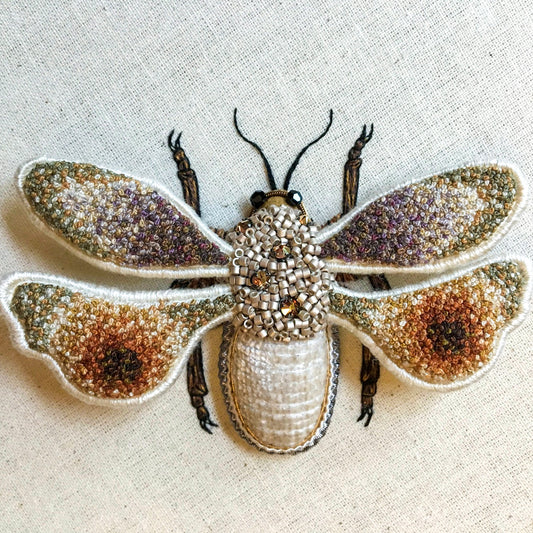 Long-horned Bee Embroidered Artwork