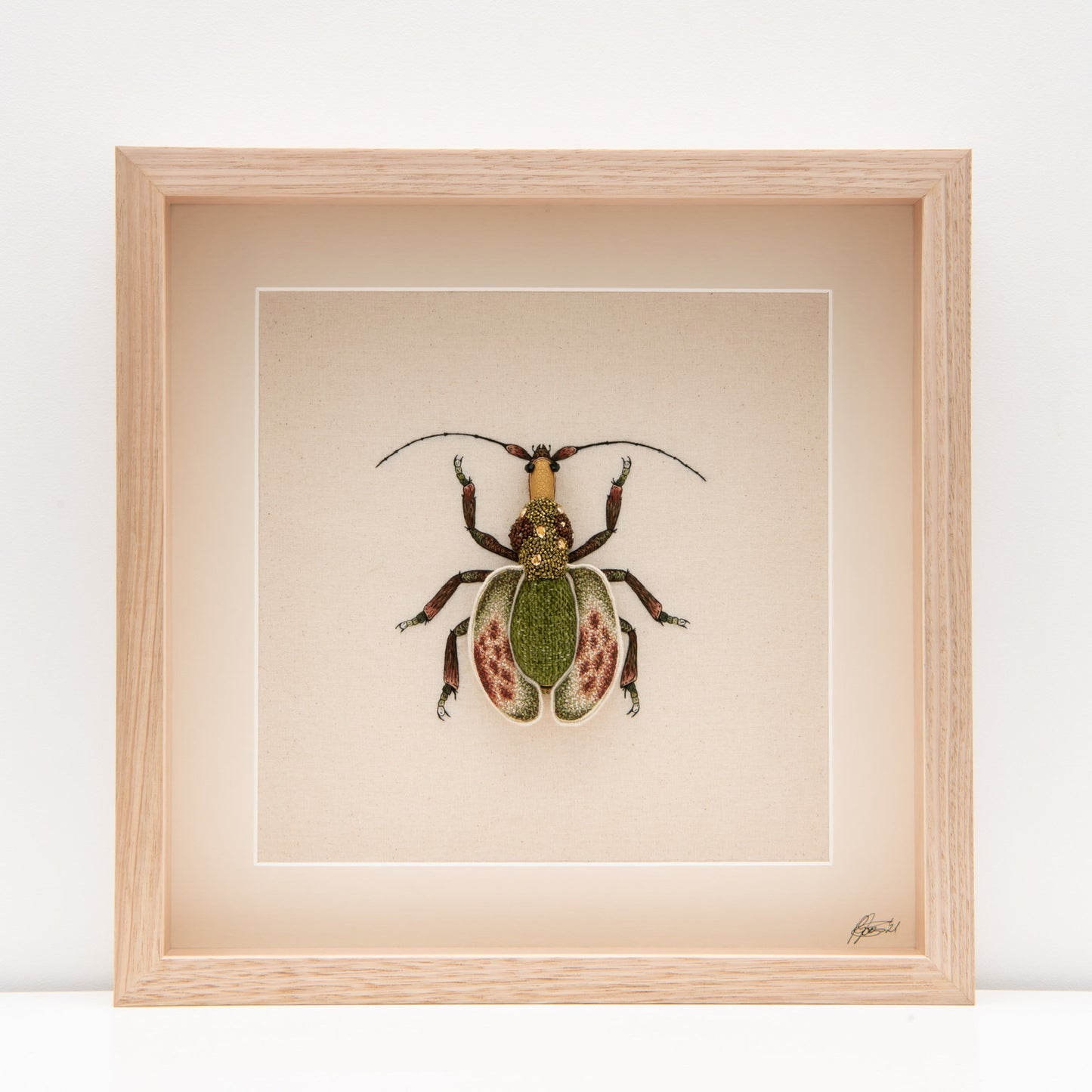 Violin Beetle Embroidered Artwork