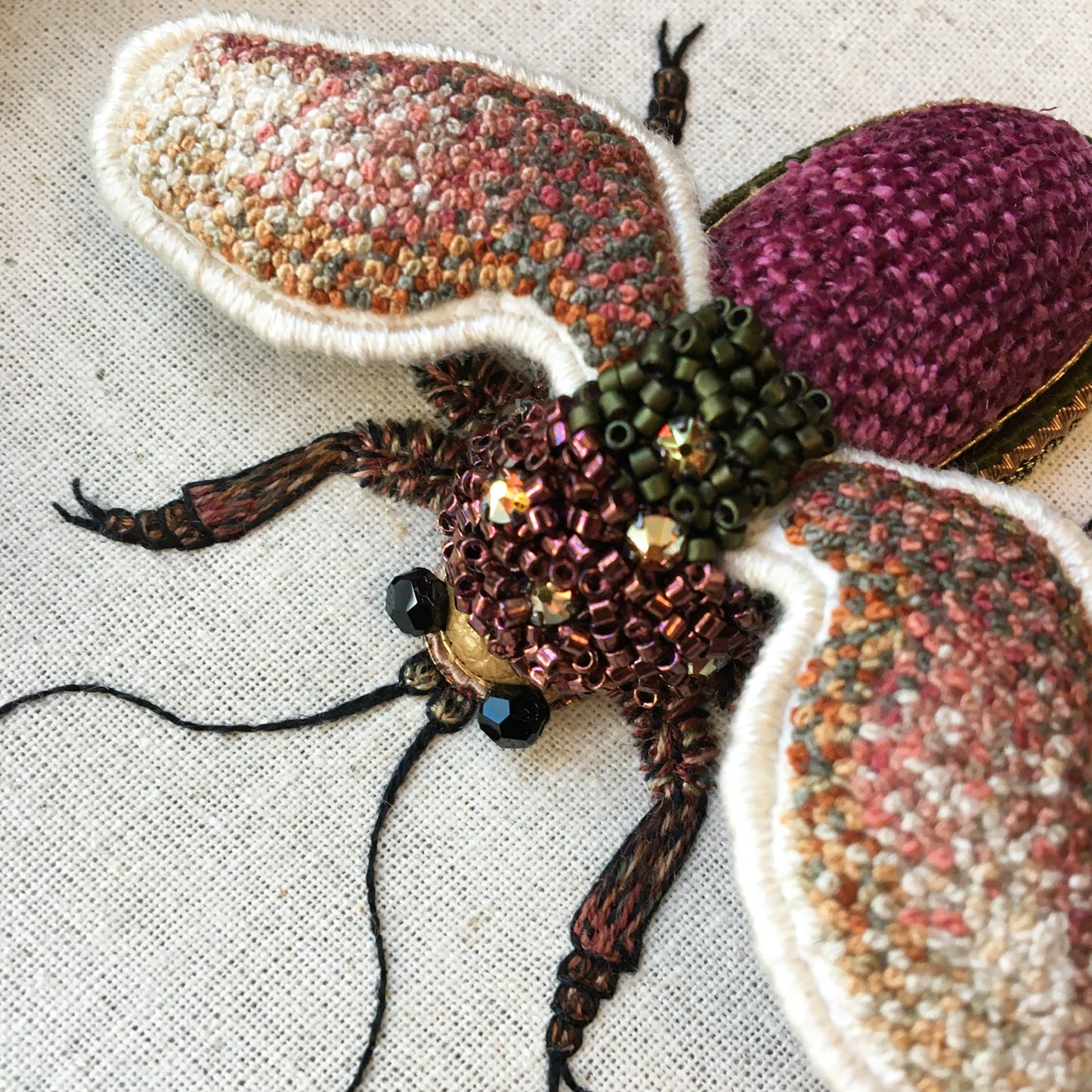Long-horned Bee Embroidered Artwork