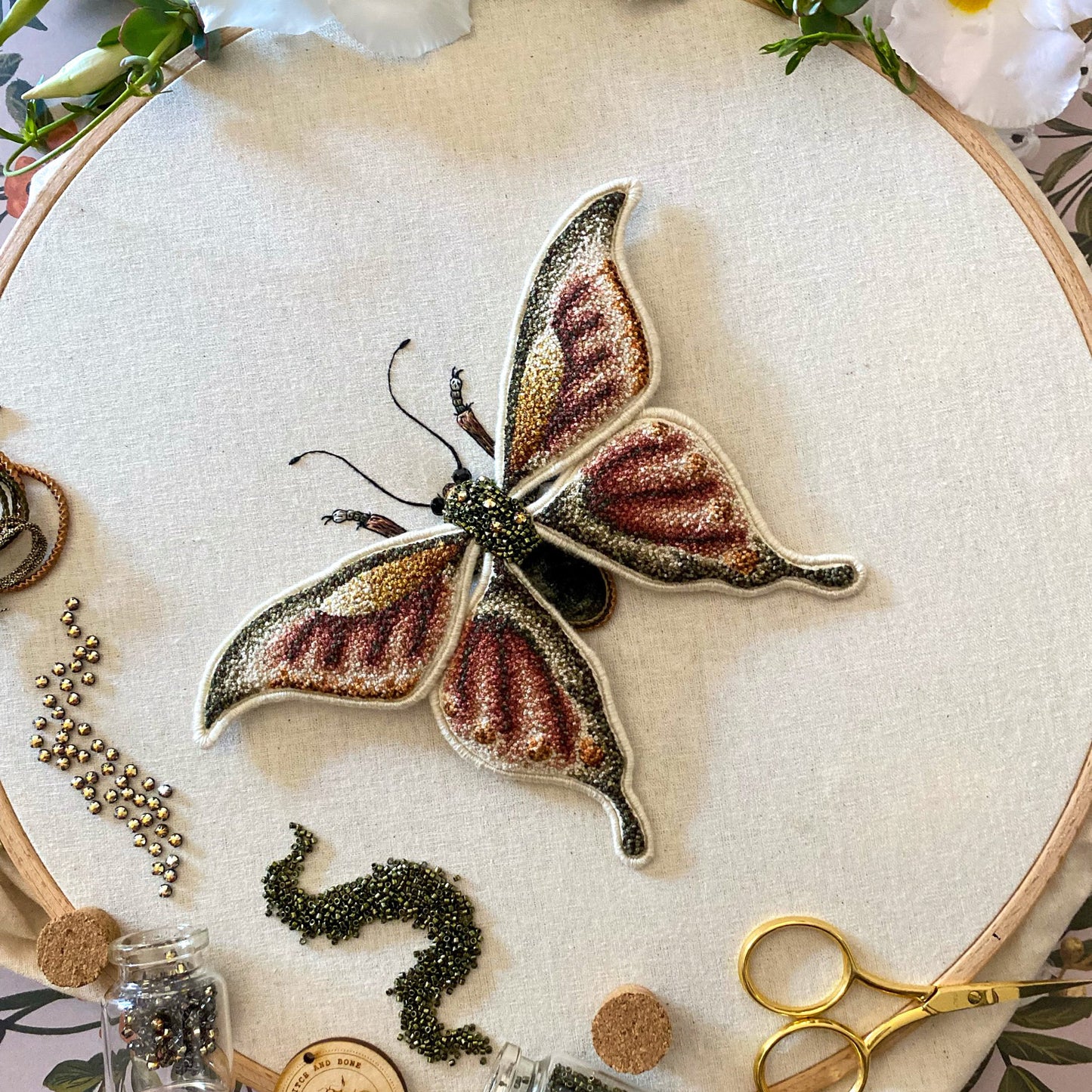 Swallowtail Butterfly Embroidered Artwork