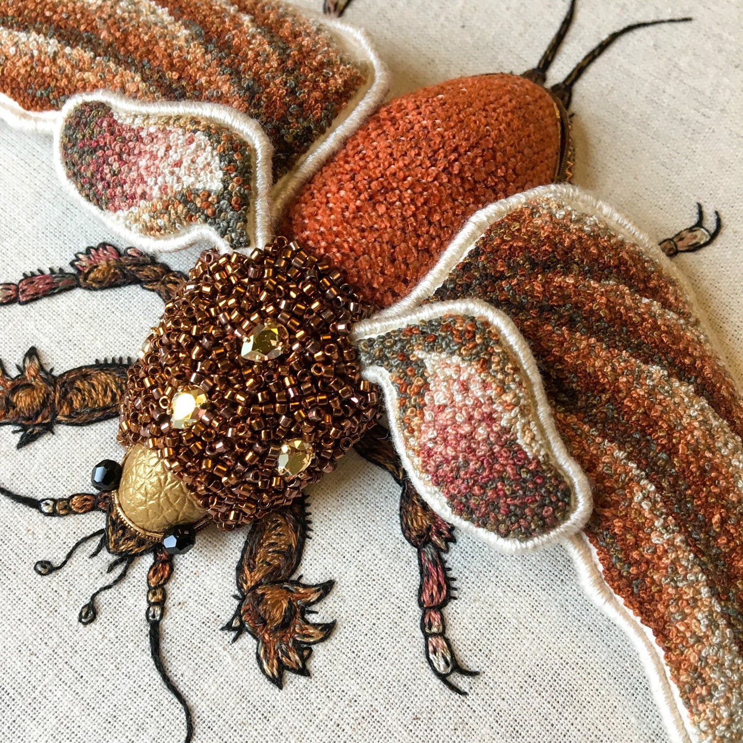 Mole Cricket Embroidered Artwork