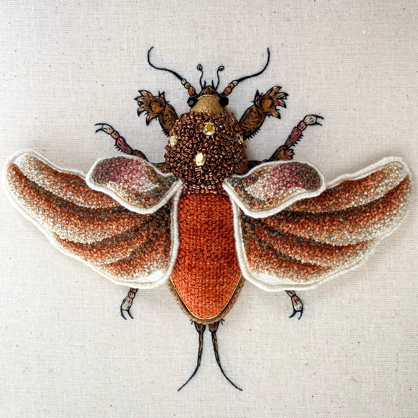 Mole Cricket Embroidered Artwork