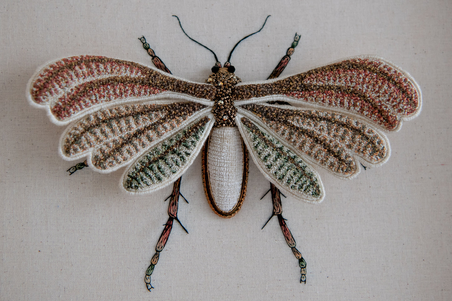 Angel Plume Moth Embroidered Artwork