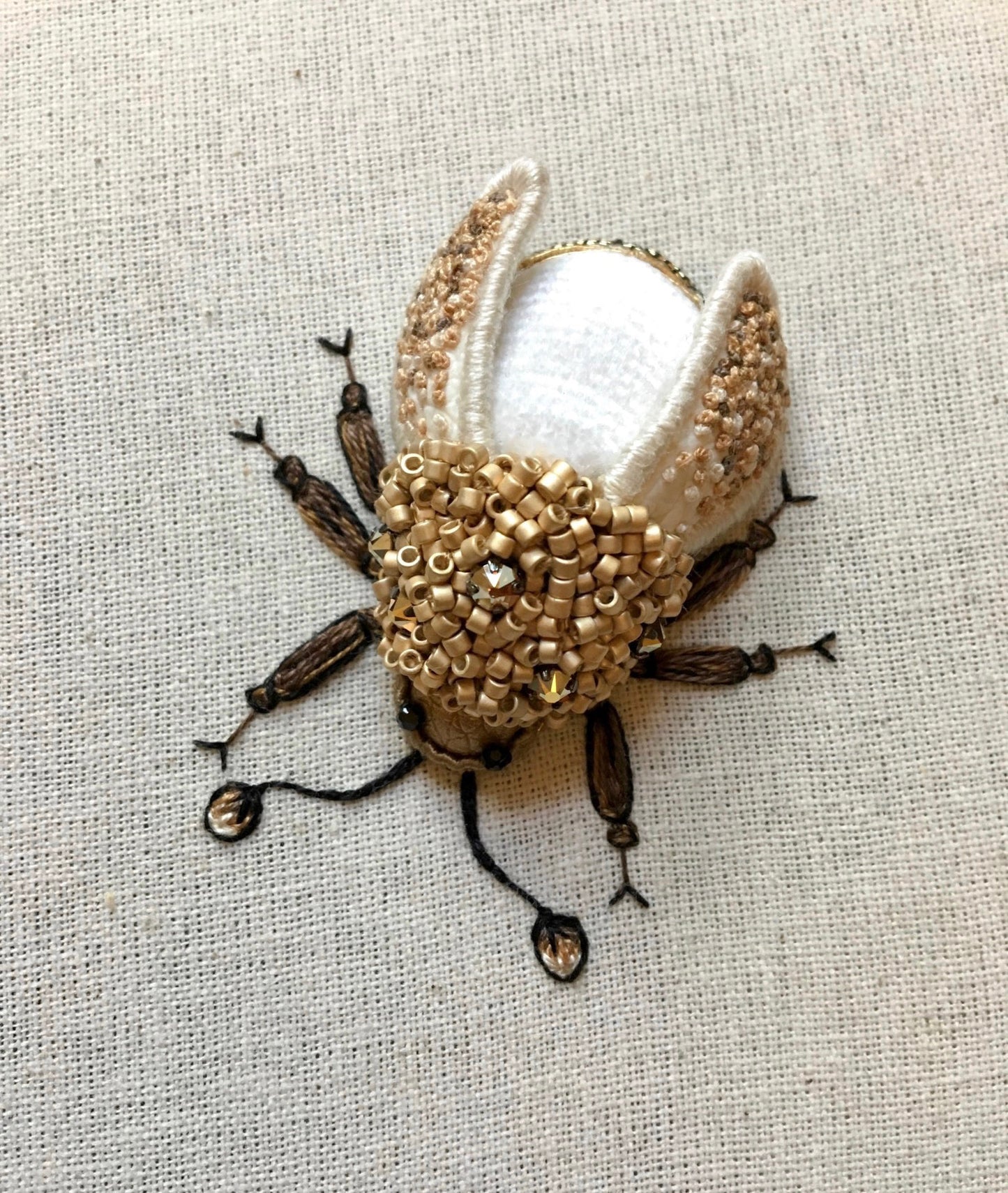 Small Yellow/Gold Beetle Embroidered Insect