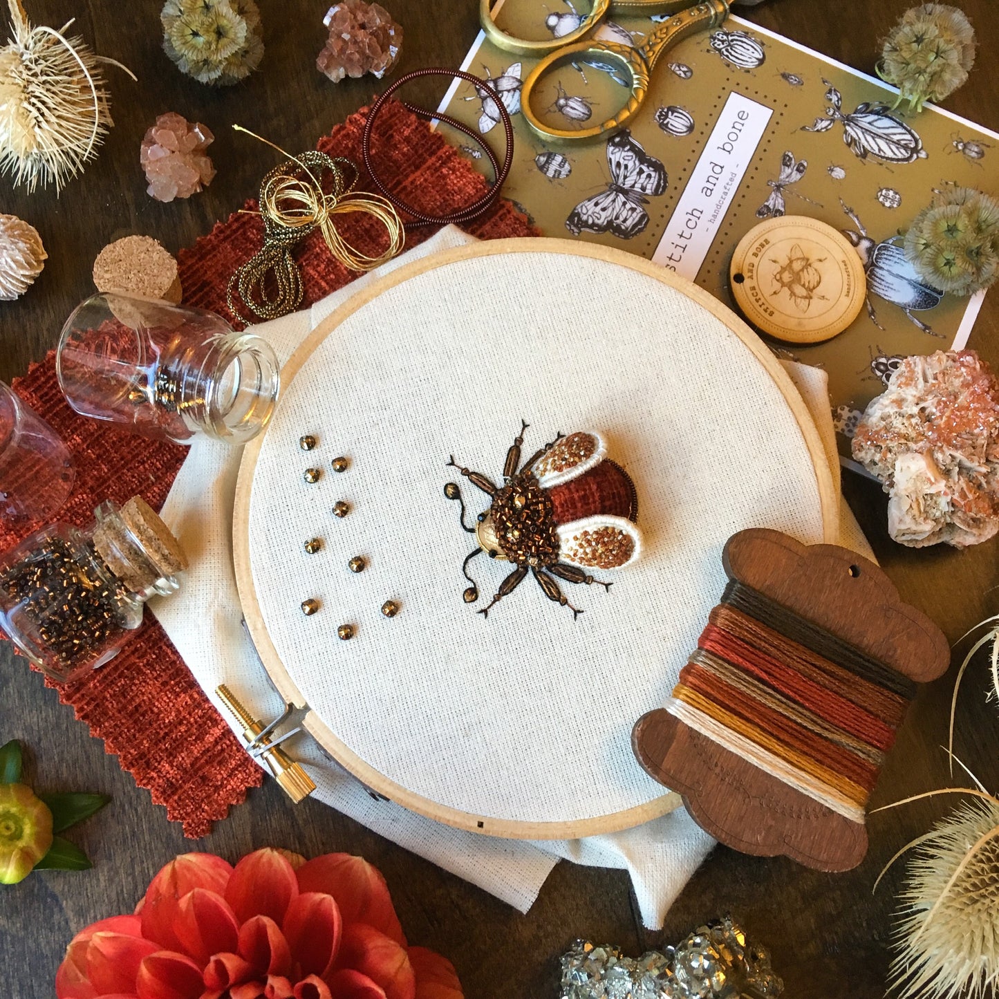 Tiny Red Beetle Embroidered Insect