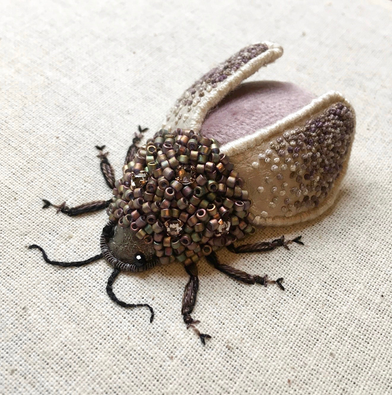 Small Light Purple Beetle Embroidered Insect