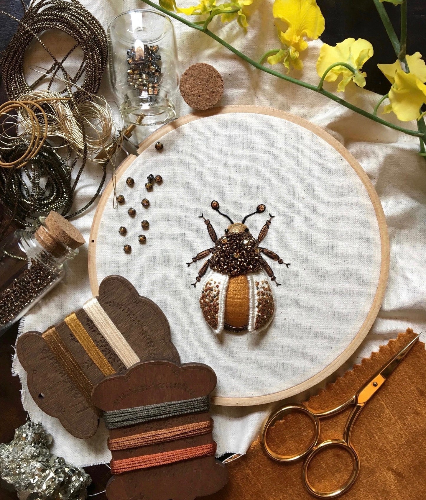 Small Orange Beetle Embroidered Insect