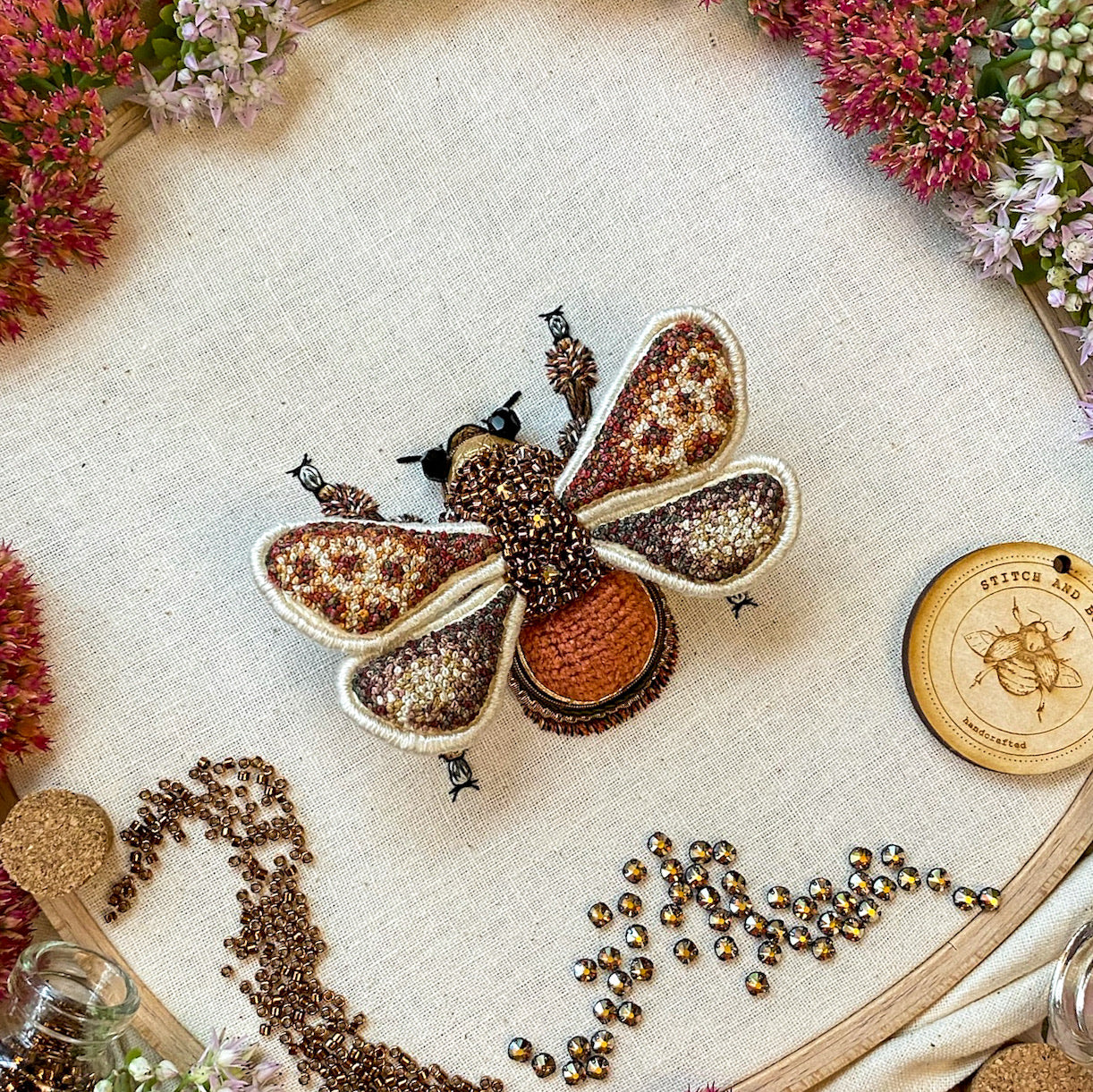 Carpenter Bee Embroidered Artwork