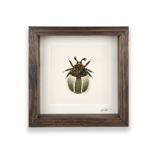 Large Green Beetle Embroidered Insect