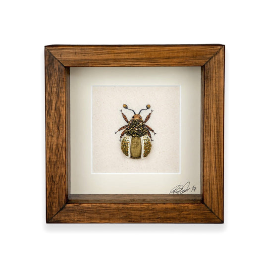 Small Green Beetle Embroidered Artwork