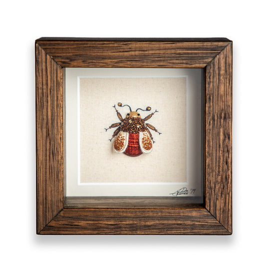 Tiny Red Beetle Embroidered Insect