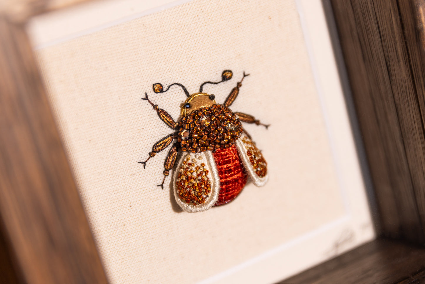 Tiny Red Beetle Embroidered Insect