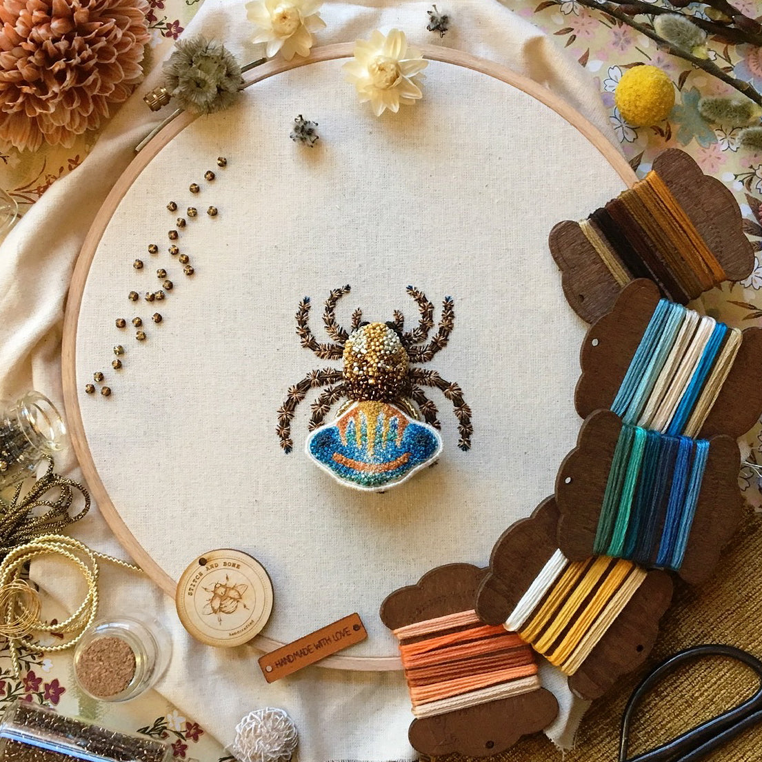 Peacock Spider Embroidered Artwork