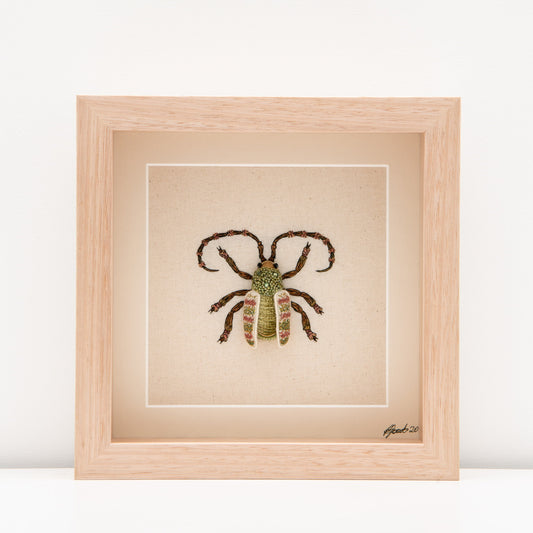 Four Banded Longhorn Beetle Embroidered Artwork